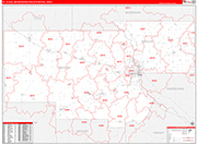 St. Cloud Metro Area Wall Map Red Line Style